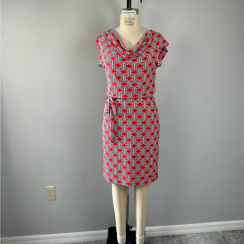 Elegant Red Patterned Dress Banana Republic Dress Size S Geometric